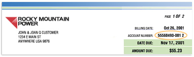 Rocky Mountain Power bill image